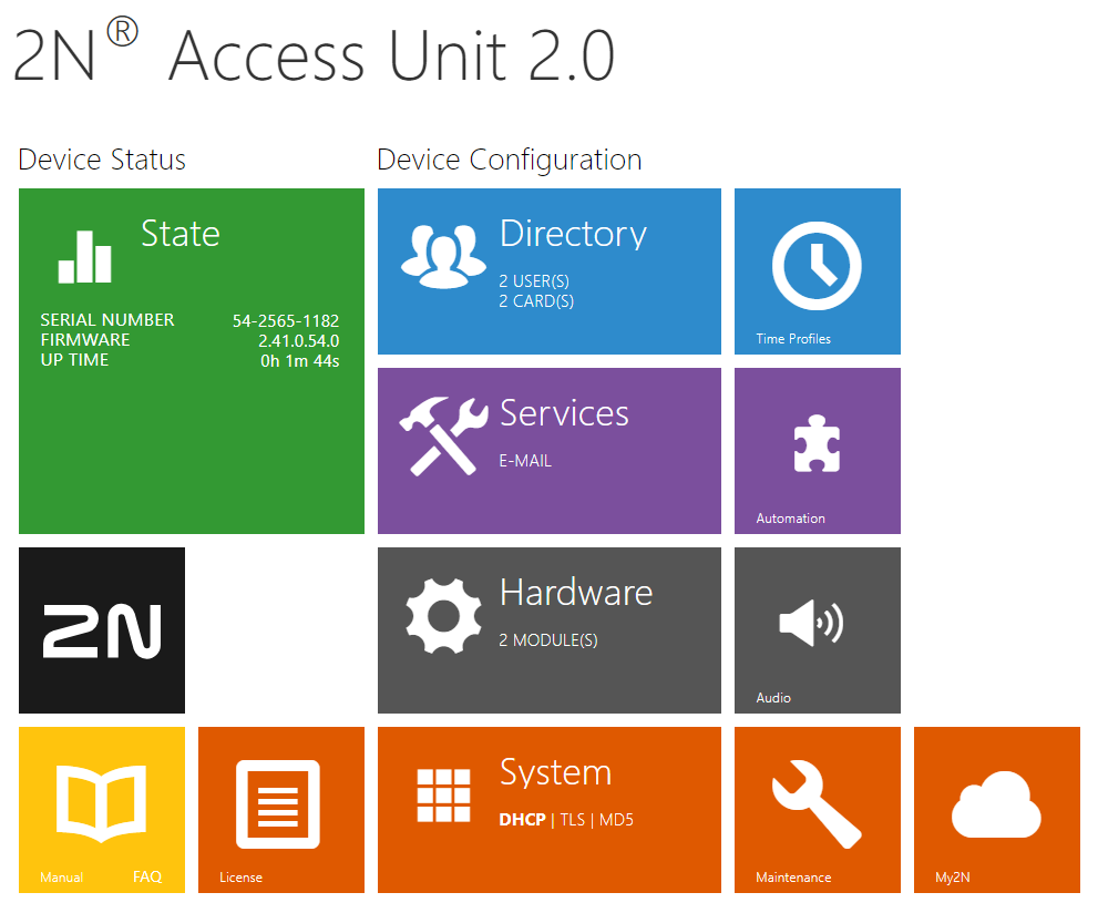 5. Web Interface Configuration - Konfigurační manuál 2N Access Unit